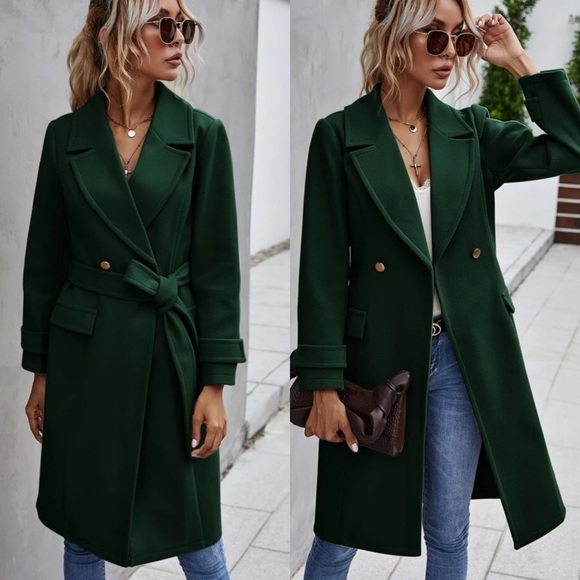 Light blush baby pink winter peacoat trench long jacket minimalist - Picture 3 of 16